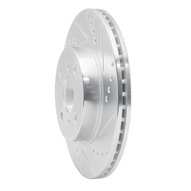 Scion iQ Brake Rotor (1) - Front Right - R1 Concepts - Drilled & Slotted - Silver - `12-`15